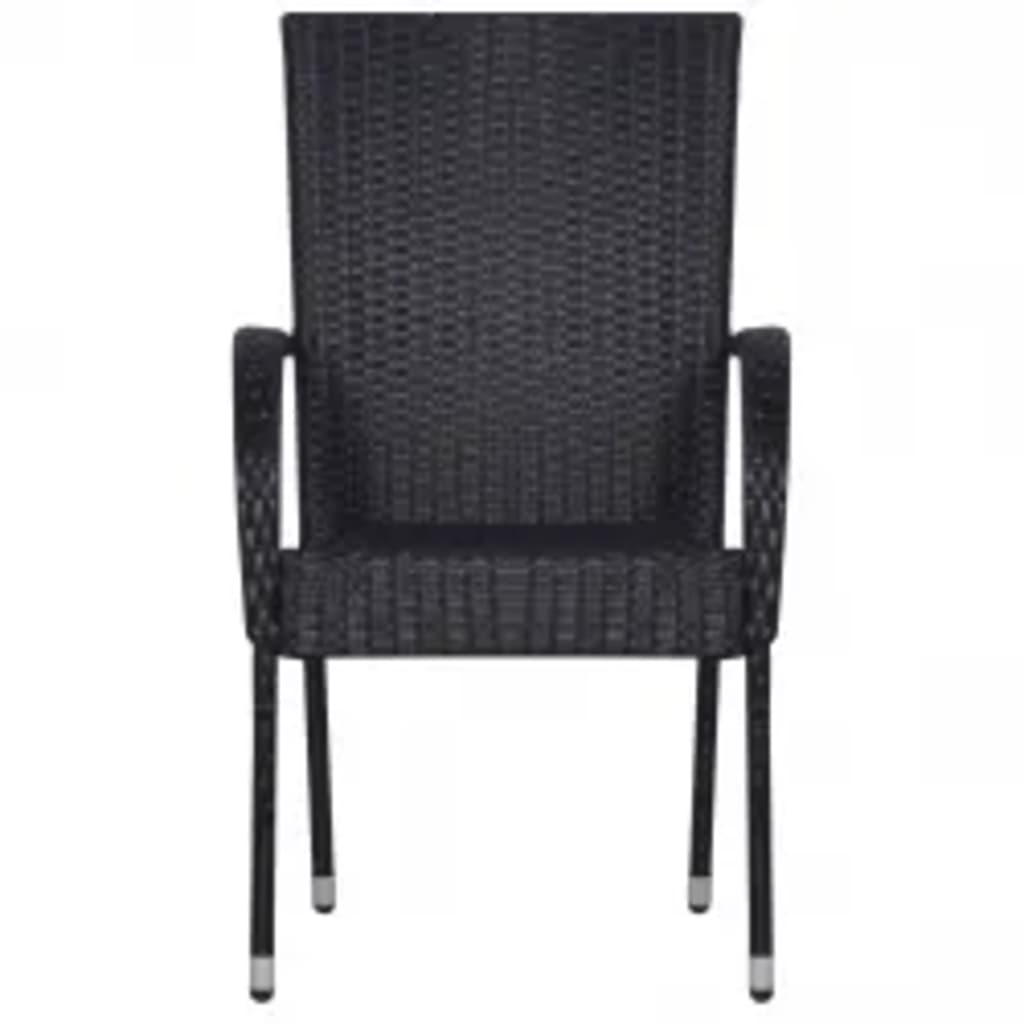 Garden Dining Set | Black | PE rattan, powder-coated steel, glass