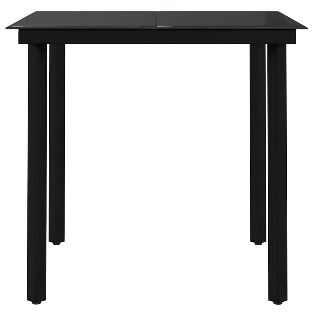 Garden Dining Set | Black | PE rattan, powder-coated steel, glass
