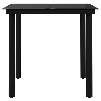 Garden Dining Set | Black | PE rattan, powder-coated steel, glass
