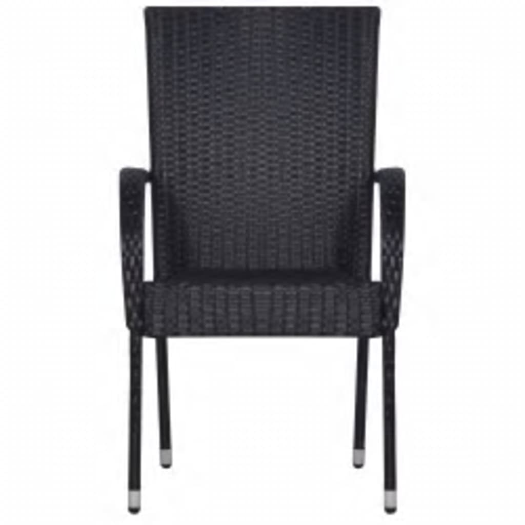 Garden Dining Set | Black | PE rattan, powder-coated steel, glass