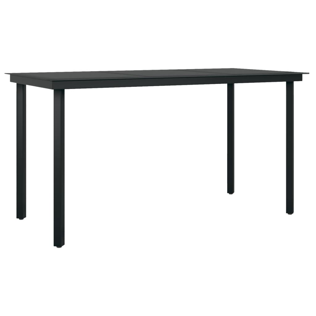 Garden Dining Set | Black | PE rattan, powder-coated steel, glass