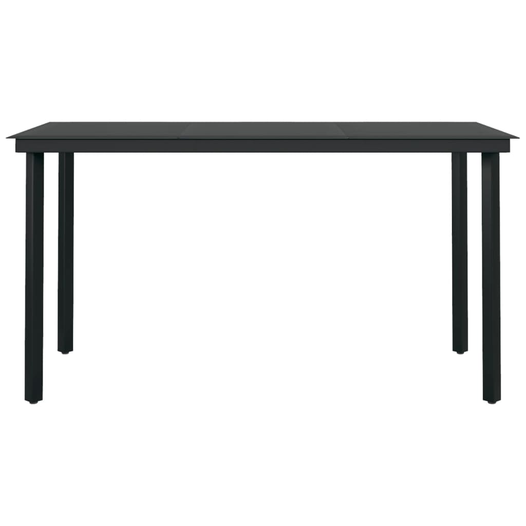 Garden Dining Set | Black | PE rattan, powder-coated steel, glass