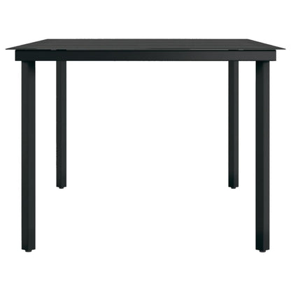 Garden Dining Set | Black | PE Rattan, Powder-Coated Steel, Glass | Large