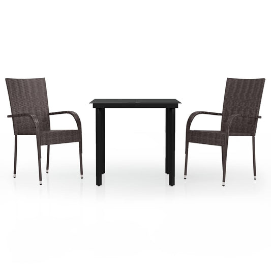 Garden Dining Set | Brown and black | PE rattan | Small |  Durable