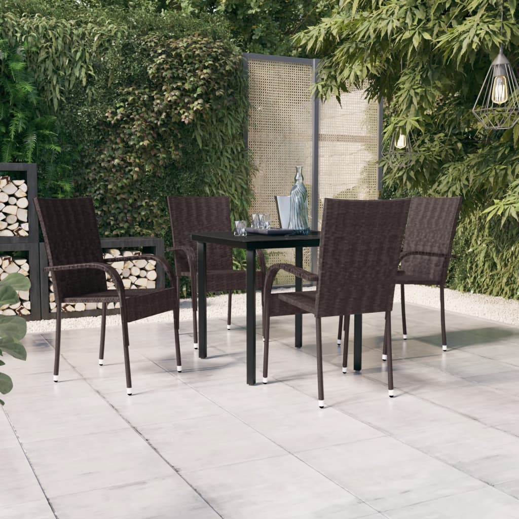 Garden Dining Set | Brown and black