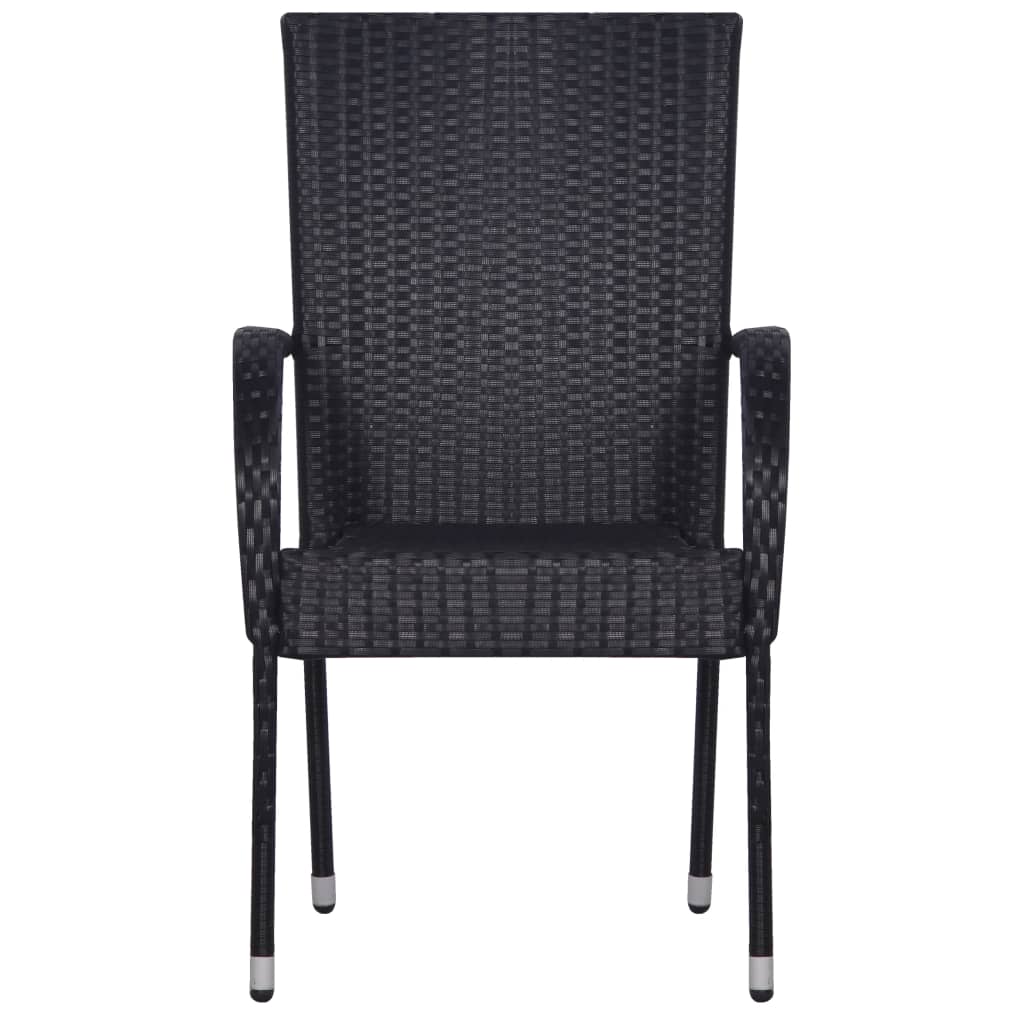 Garden Dining Set | Black | PE rattan, powder-coated steel, glass
