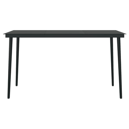 Garden Dining Set | Black | PE rattan, powder-coated steel, glass
