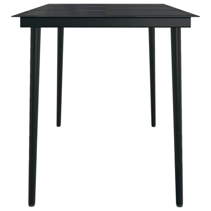 Garden Dining Set | Black | PE rattan, powder-coated steel, glass
