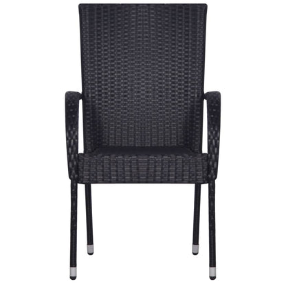 Garden Dining Set | Black | PE rattan, powder-coated steel, glass