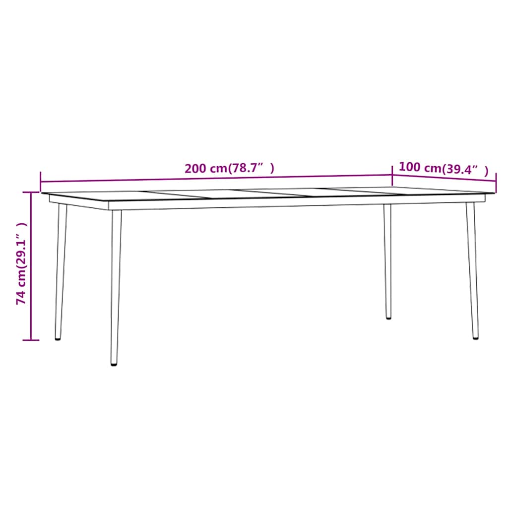 7 Piece Garden Dining Set Black