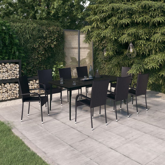 Garden Dining Set | Black | PE rattan | Large | Durable