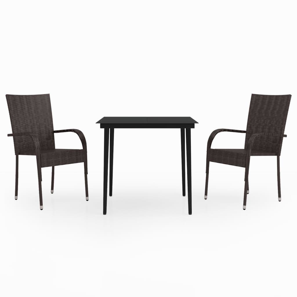 Garden Dining Set | Brown and black