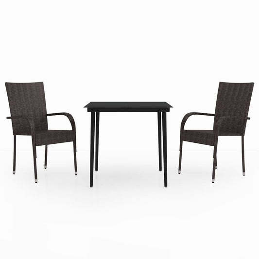 Garden Dining Set | Brown and black