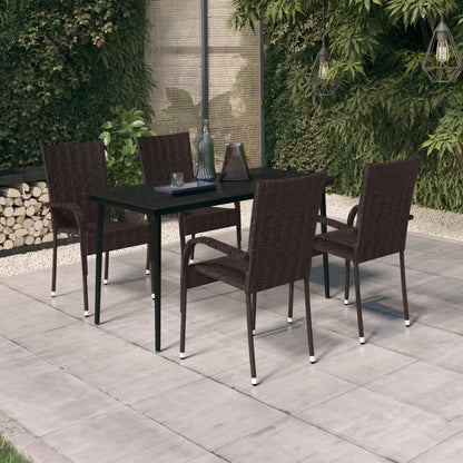 Garden Dining Set | Brown and Black | PE Rattan | 5 Piece Set |  Durable