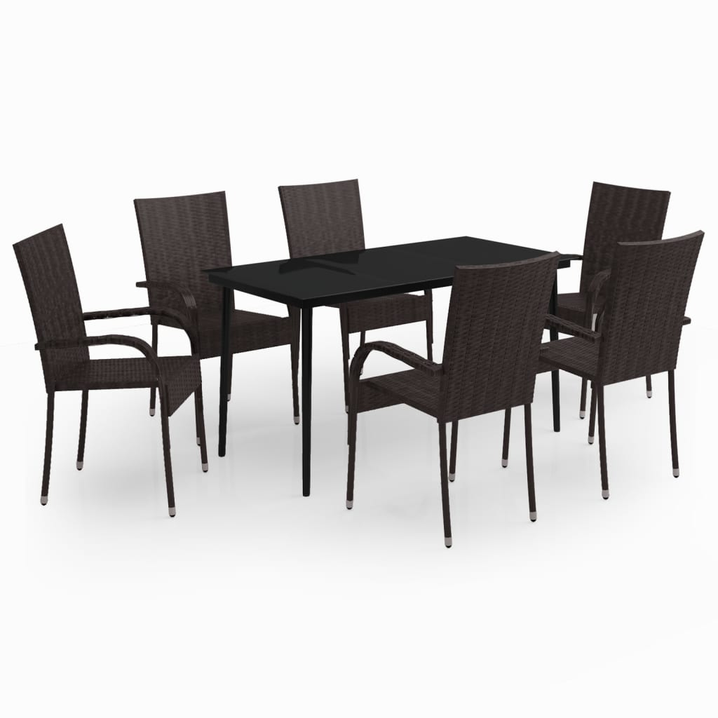 Garden Dining Set | Brown and black