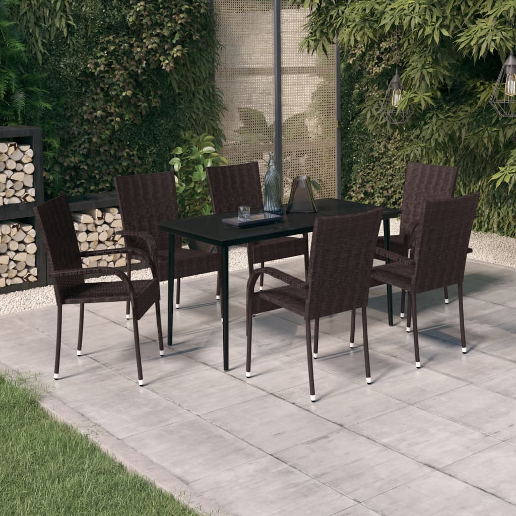 Garden Dining Set | Brown and black