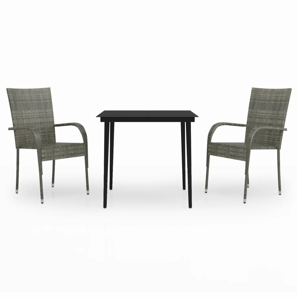 Garden Dining Set | Grey and black | PE rattan | Medium | Durable