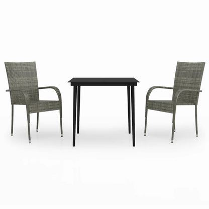 Garden Dining Set | Grey and black | PE rattan | Medium | Durable