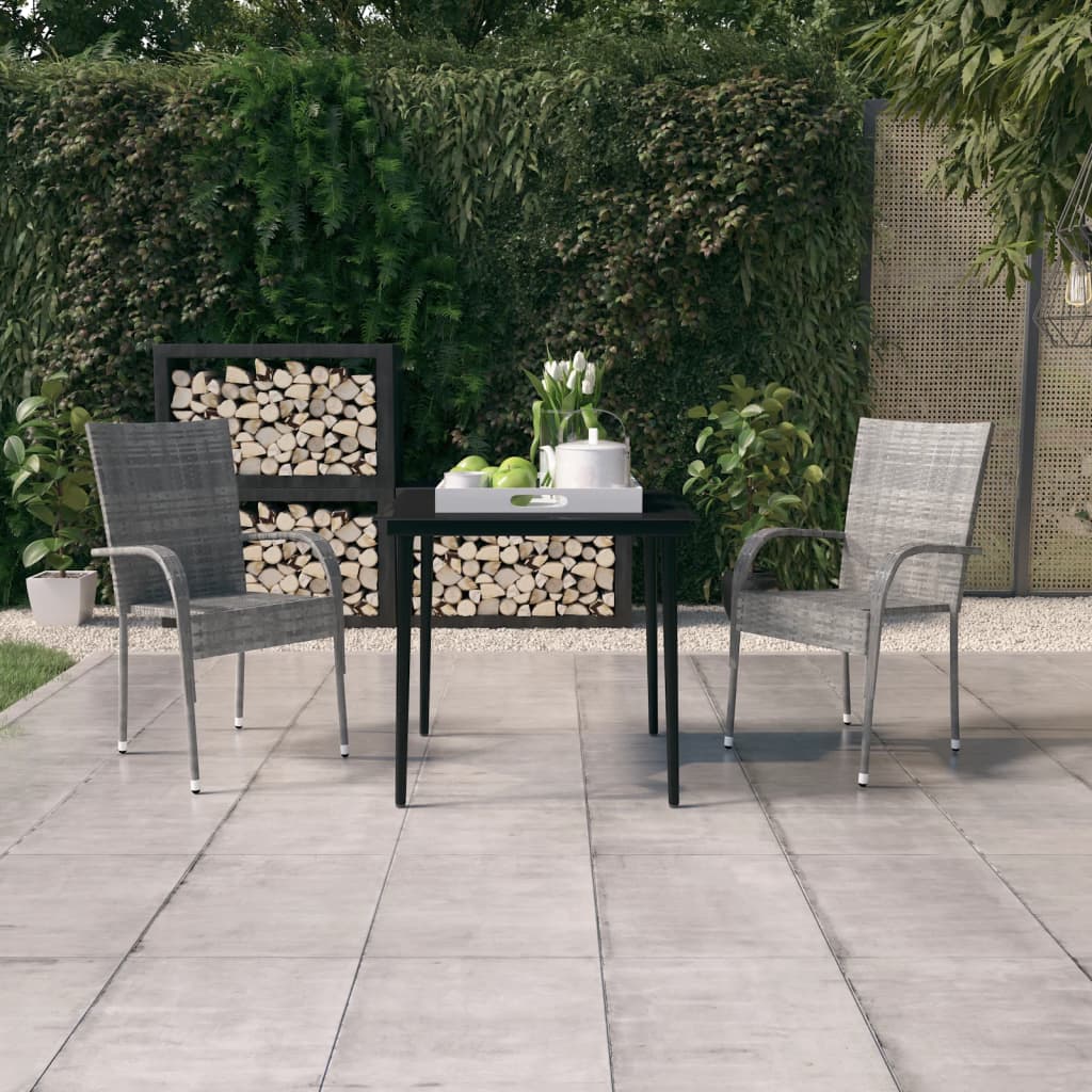 Garden Dining Set | Grey and black | PE rattan | Medium | Durable