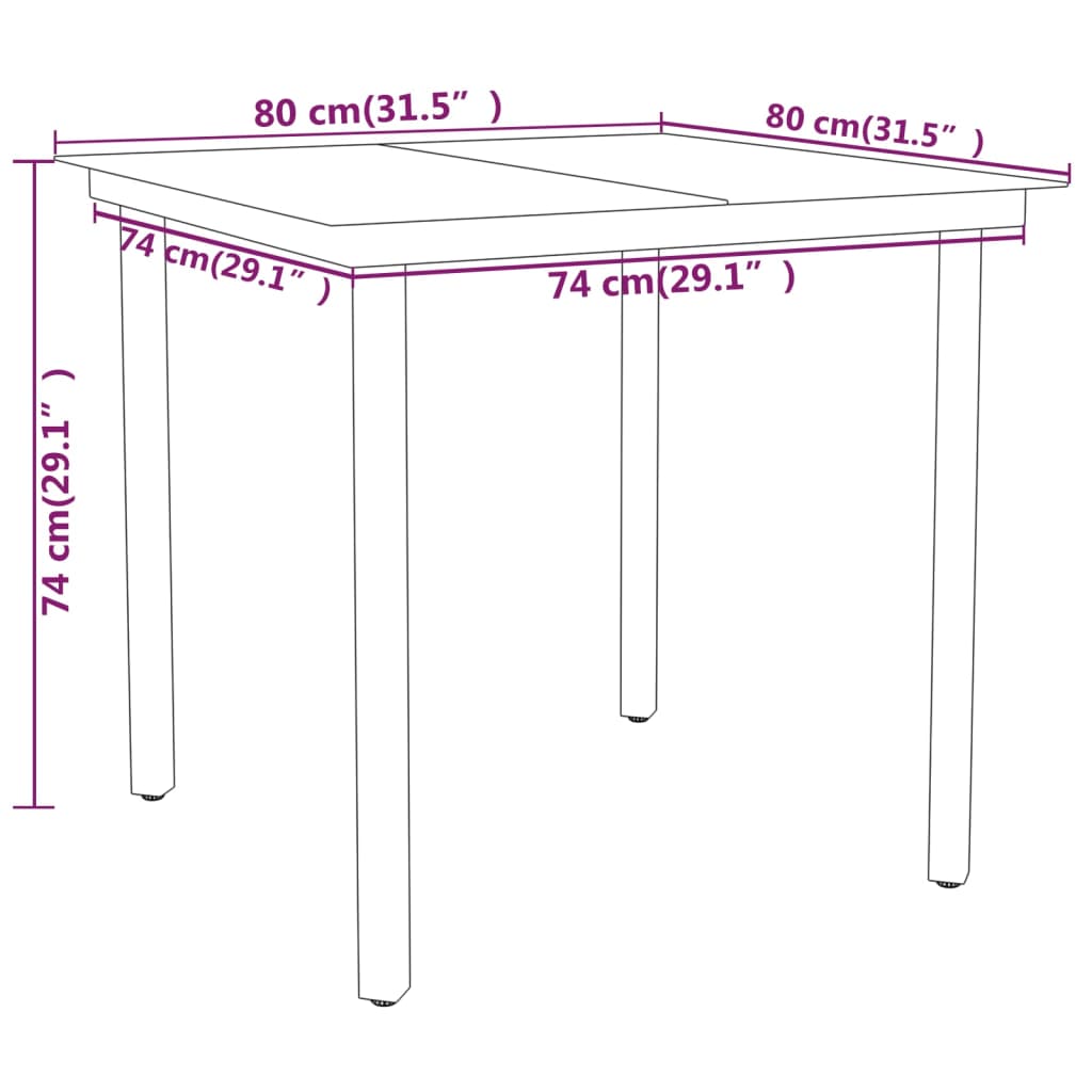 Garden Dining Set | Table: Black, Chair: Grey | PE Rattan, Steel, Glass