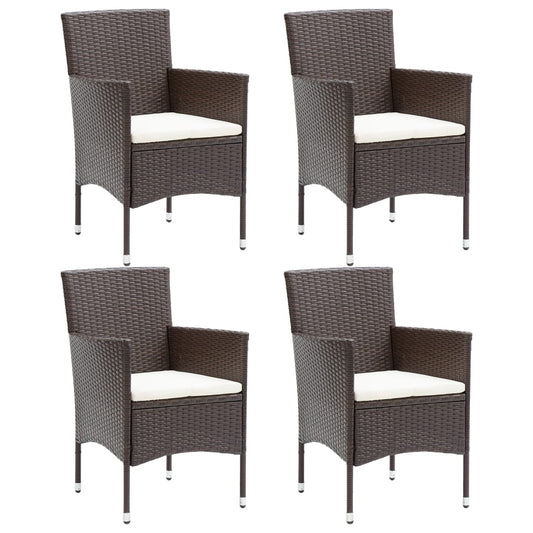 Garden Dining Chair | Set of 4 | Brown, Cream white