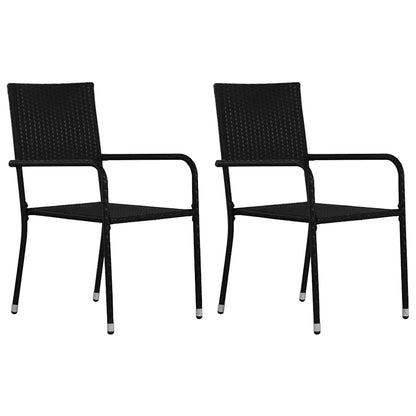 Garden Dining Chair | Set of 2 | Black | PE rattan, steel | Standard