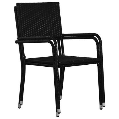 Garden Dining Chair | Set of 2 | Black | PE rattan, steel | Standard