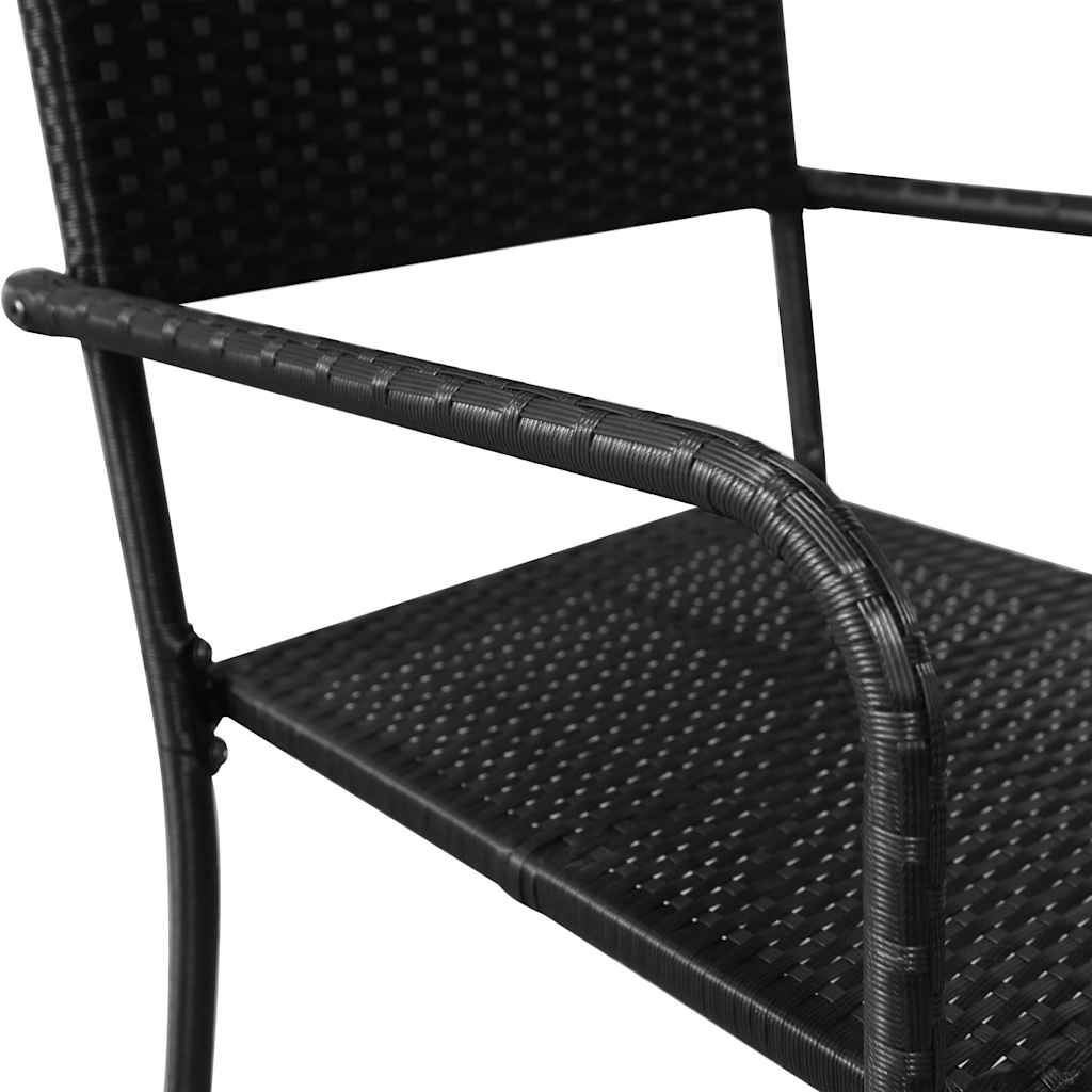 Garden Dining Chair | Set of 2 | Black | PE rattan, steel | Standard