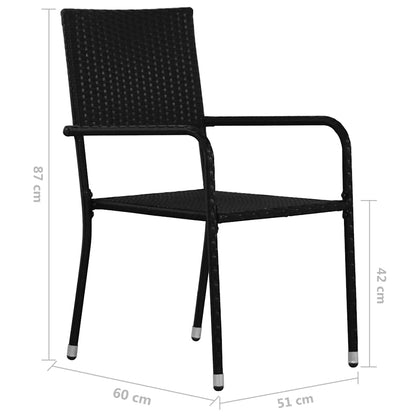 Garden Dining Chair | Set of 2 | Black | PE rattan, steel | Standard