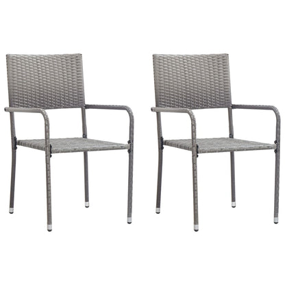Garden Dining Chair | Set of 2 | Grey | PE rattan, steel