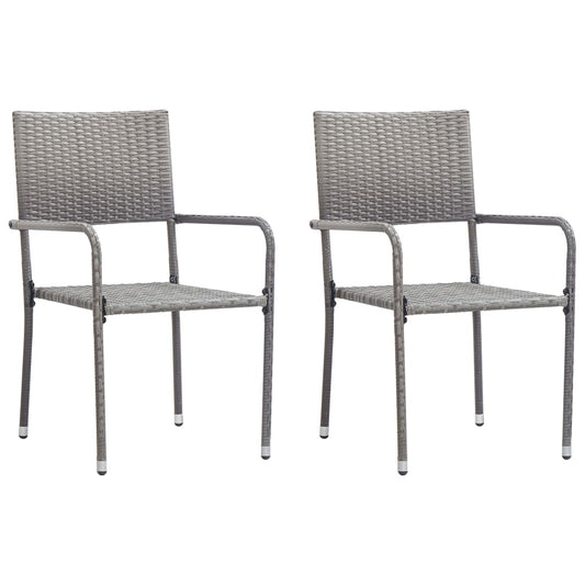 Garden Dining Chair | Set of 2 | Grey | PE rattan, steel