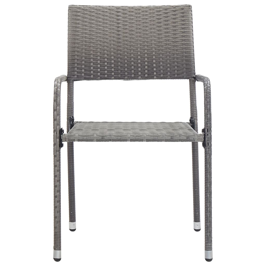Garden Dining Chair | Set of 2 | Grey | PE rattan, steel