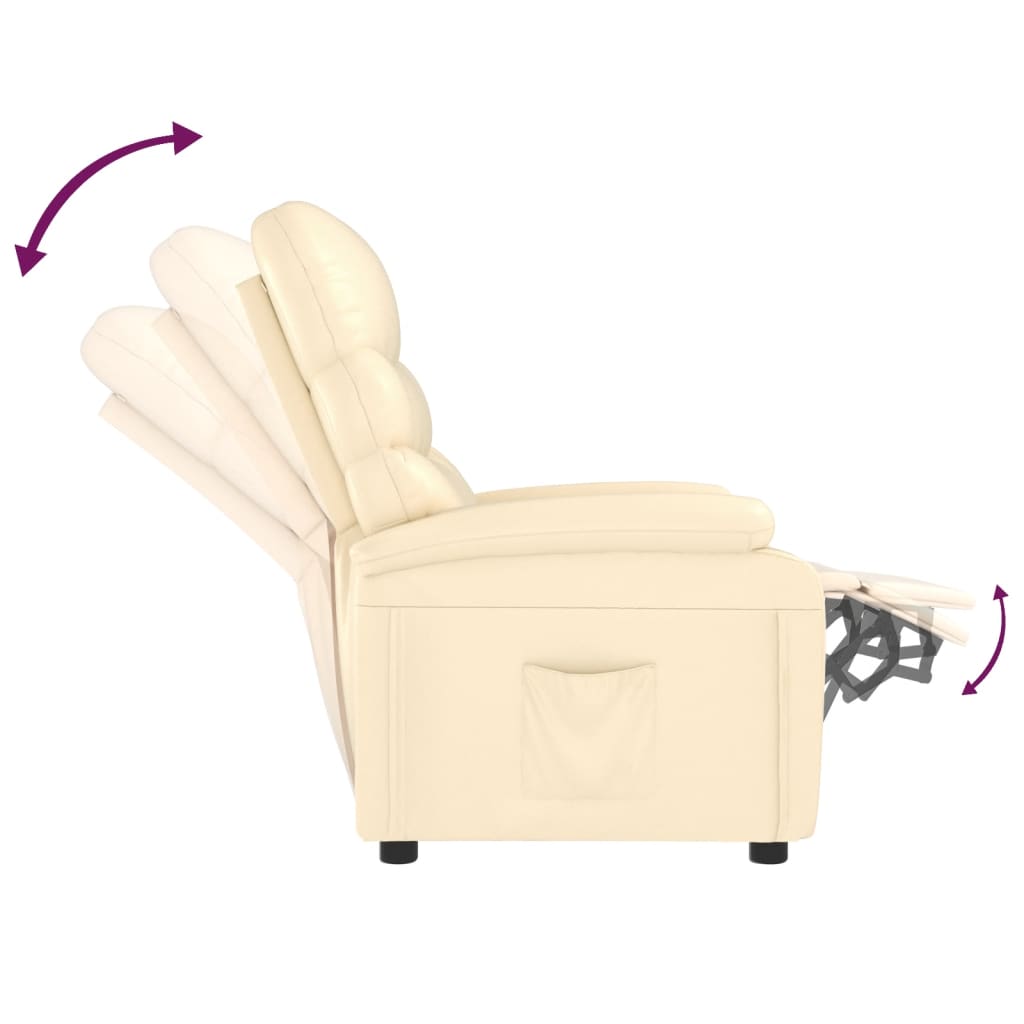 Recliner Chair Cream Faux Leather