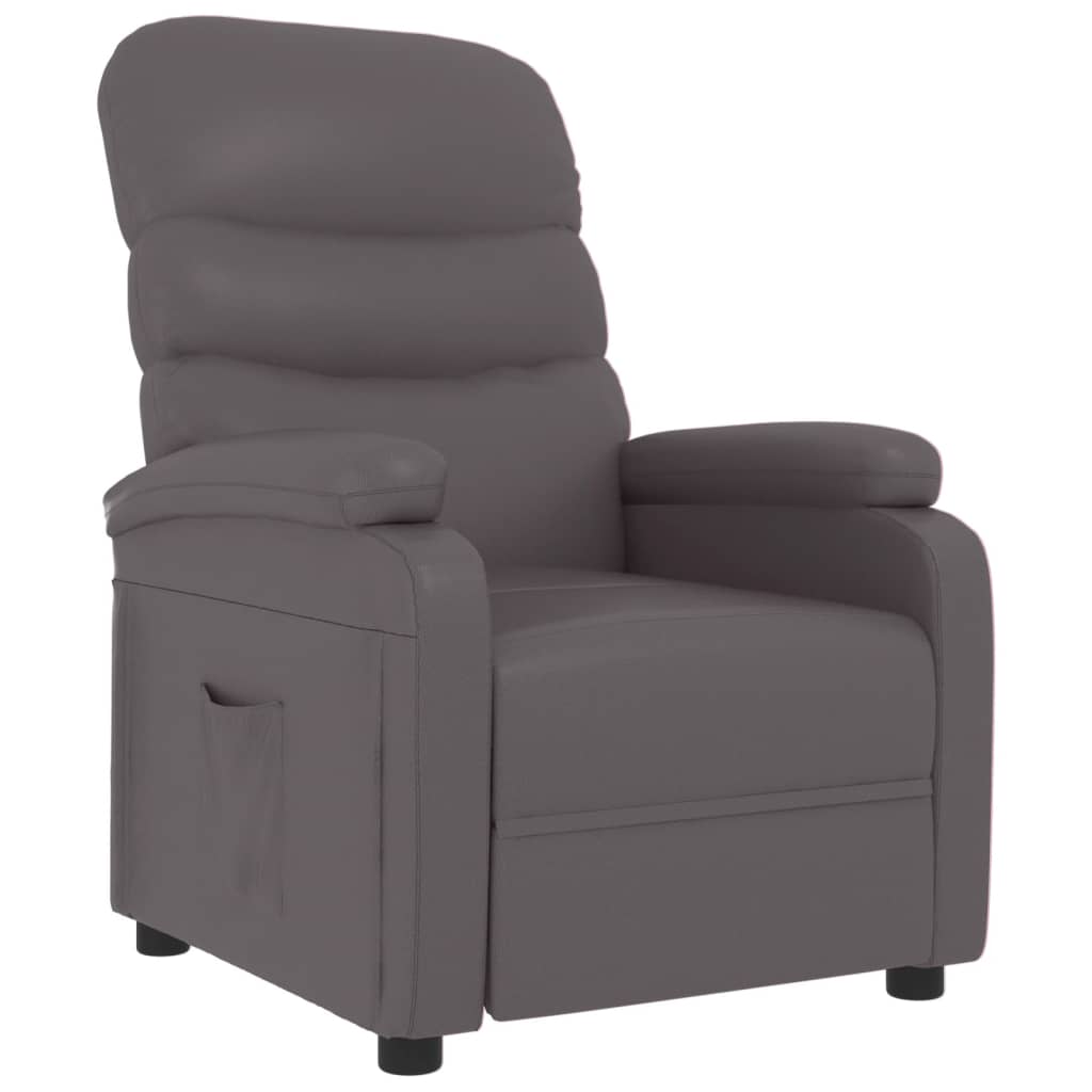 Recliner Chair Grey Faux Leather
