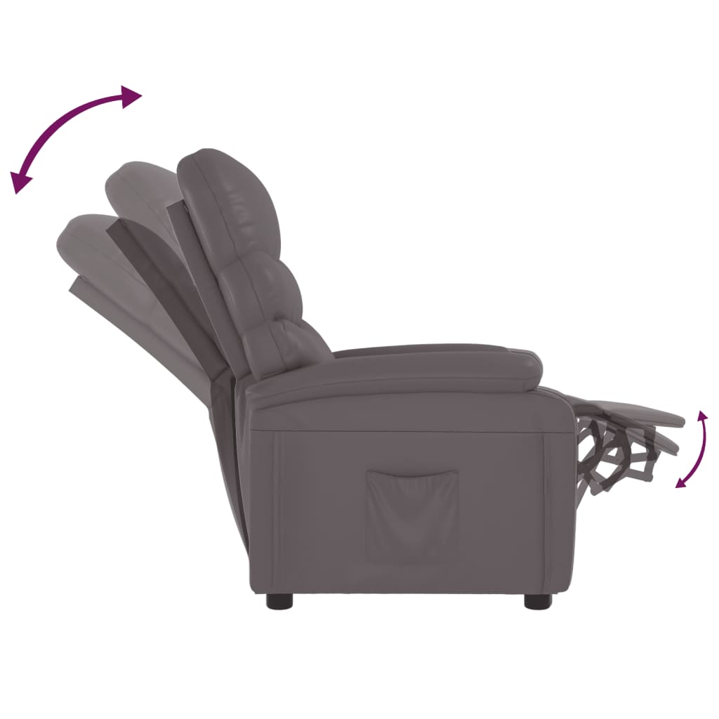Recliner Chair Grey Faux Leather