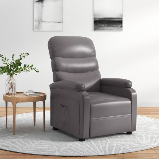 Recliner Chair Grey Faux Leather