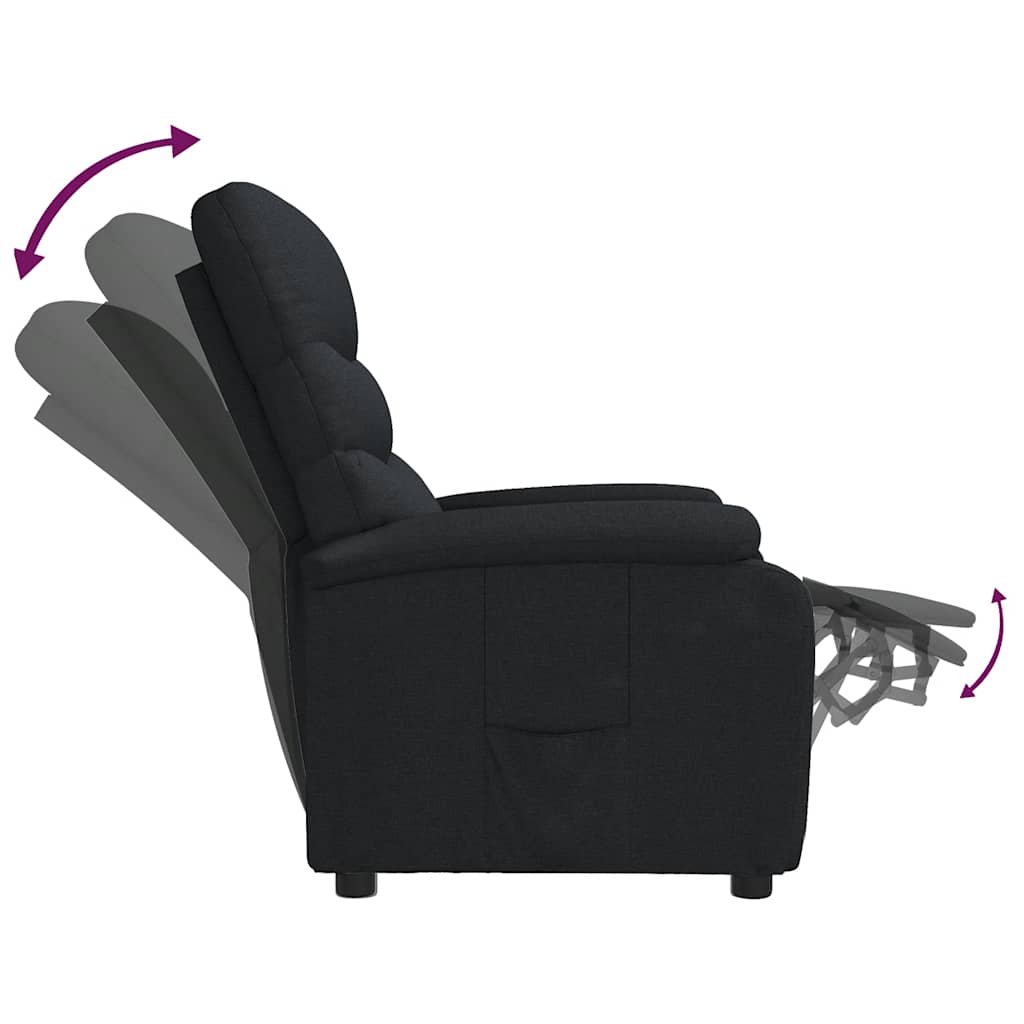 Recliner Chair Black Fabric