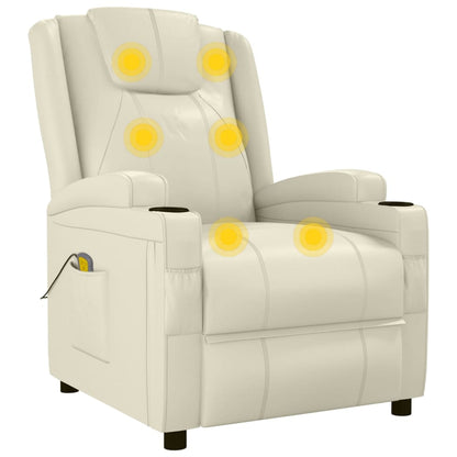 Massage Chair Cream White Faux Leather