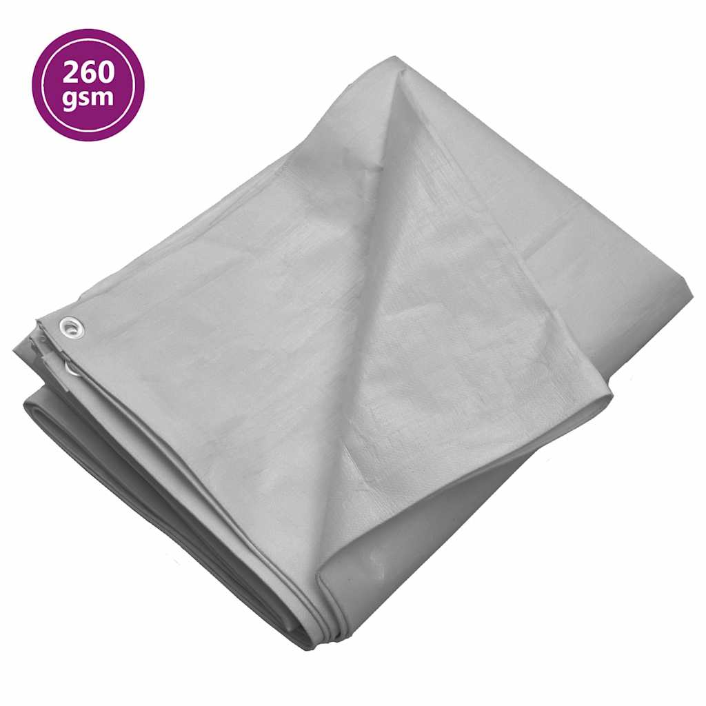 Tarpaulin 260 g/m² 6x12 m Grey HDPE