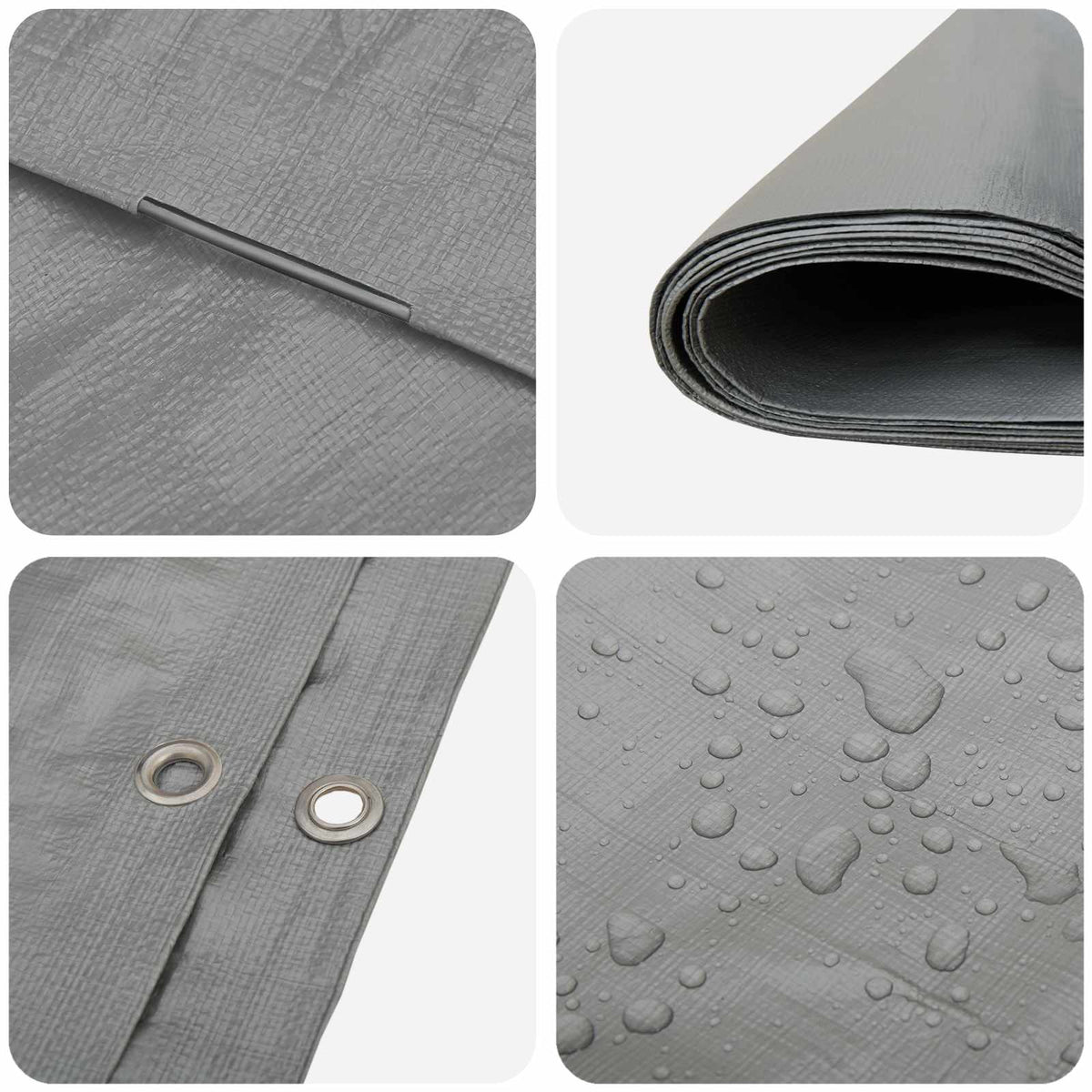 Tarpaulin 260 g/m² 6x12 m Grey HDPE