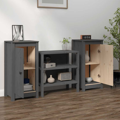 Sideboards 2 pcs Grey 39x35x80 cm Solid Wood Pine