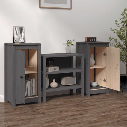 Sideboards 2 pcs Grey 39x35x80 cm Solid Wood Pine