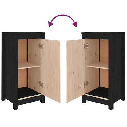 Sideboards 2 pcs Black 39x35x80 cm Solid Wood Pine