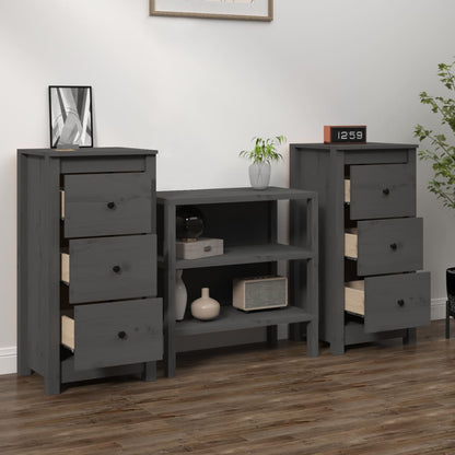 Sideboards 2 pcs Grey 40x35x80 cm Solid Wood Pine