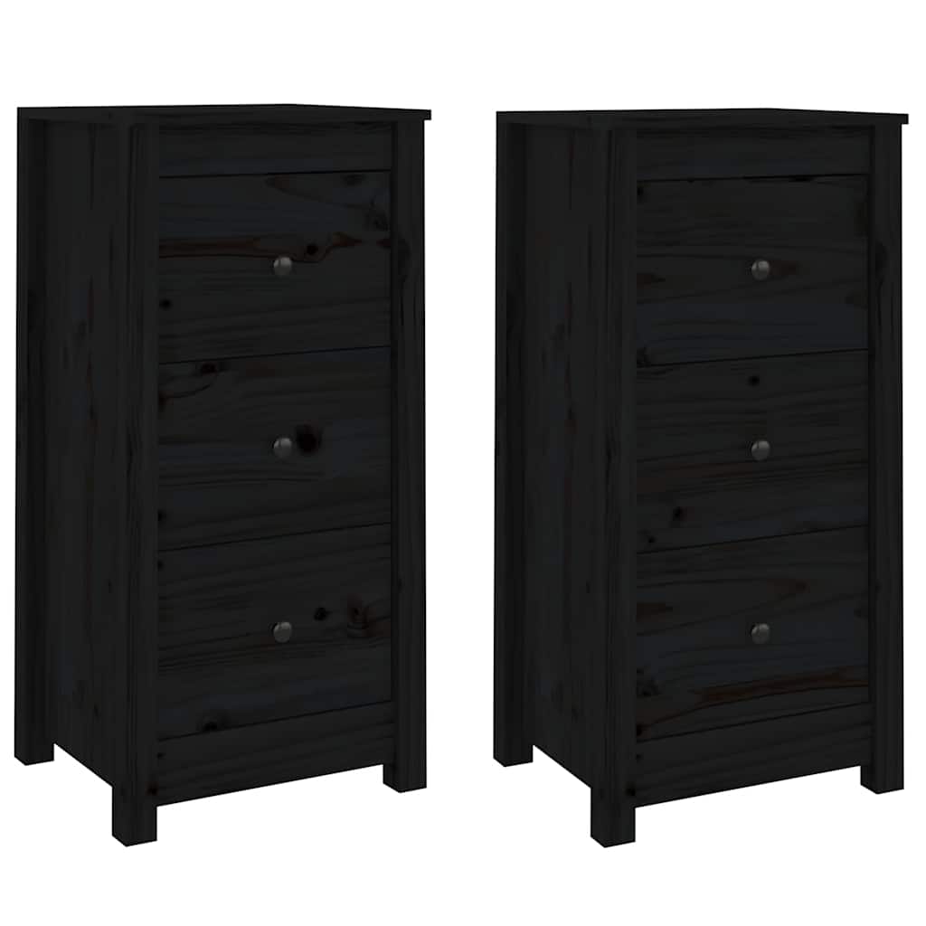 Sideboard | Set of 2 | Black | Solid Pine Wood | Sideboard | Rectangular