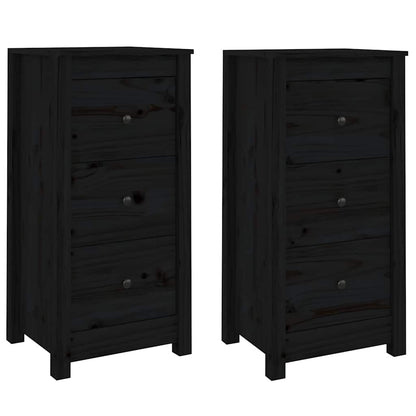 Sideboard | Set of 2 | Black | Solid Pine Wood | Sideboard | Rectangular