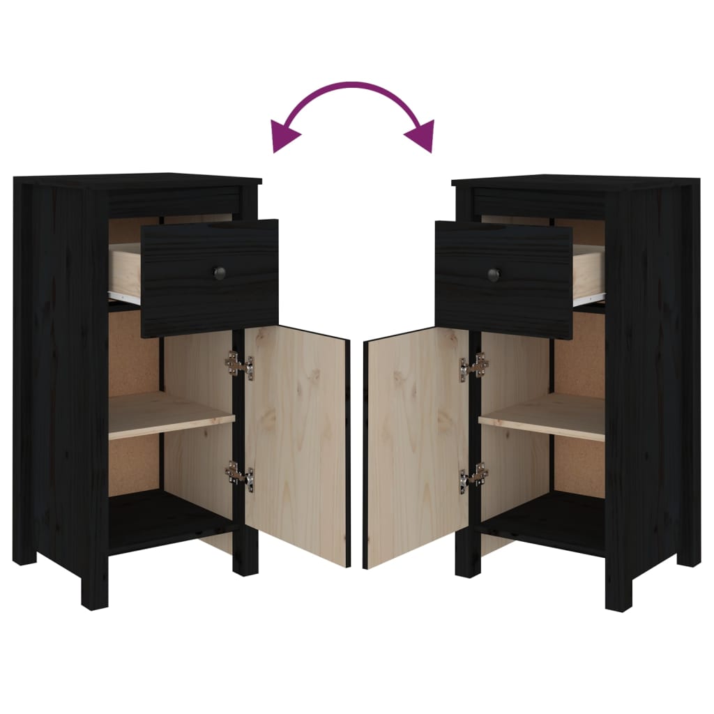 Sideboard | Set of 2 | Black | Solid pine wood | Medium | Sideboard