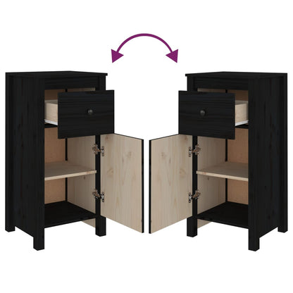 Sideboard | Set of 2 | Black | Solid pine wood | Medium | Sideboard