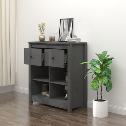 Sideboard Grey 70x35x80 cm Solid Wood Pine