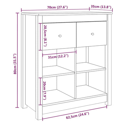 Sideboard Grey 70x35x80 cm Solid Wood Pine